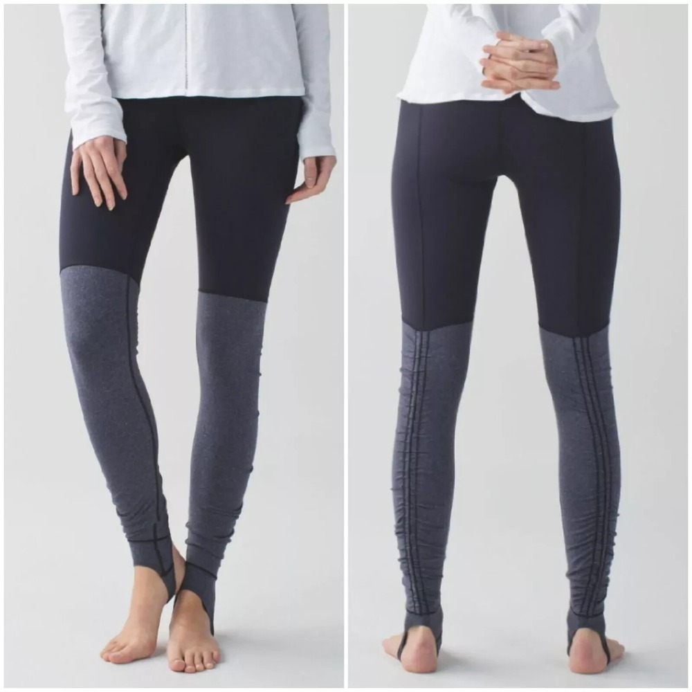 Womens Lululemon Wunder Under SE Restored Stirrup Black/Heringbone leggings sz 2